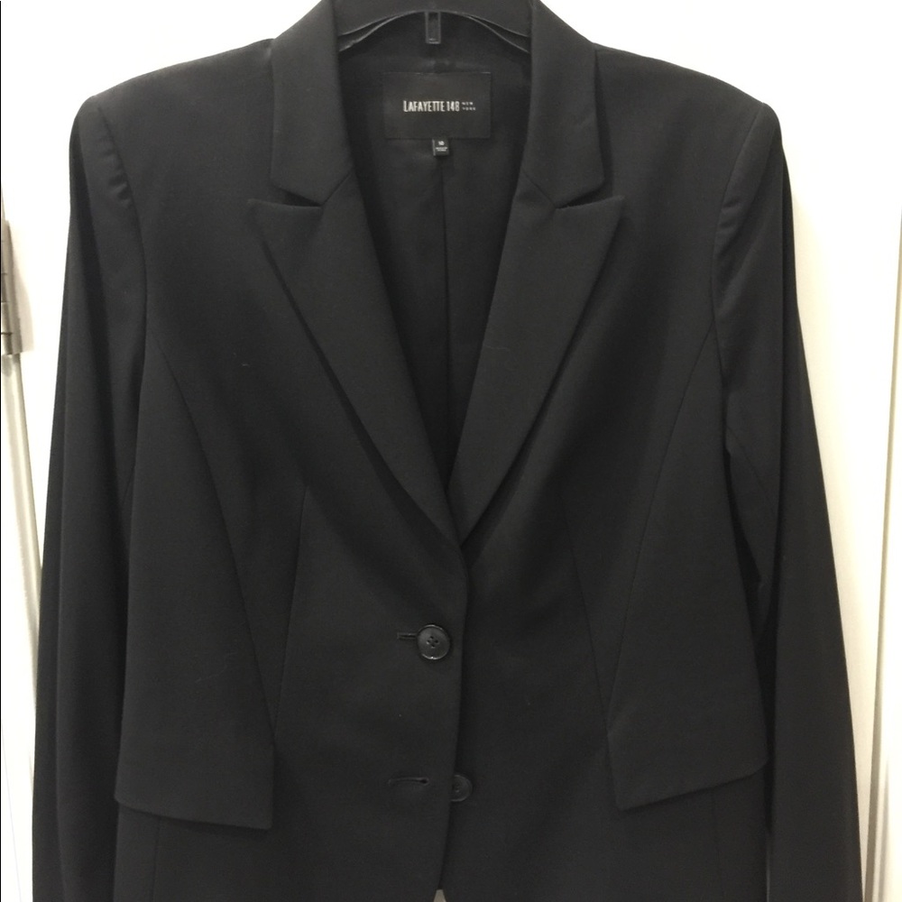 Lafayette 148 NY Black Virgin Wool Blazer Sz 10